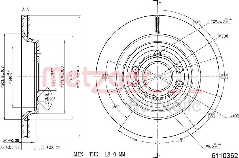 Metzger 6110362 - Discofreno autozon.pro