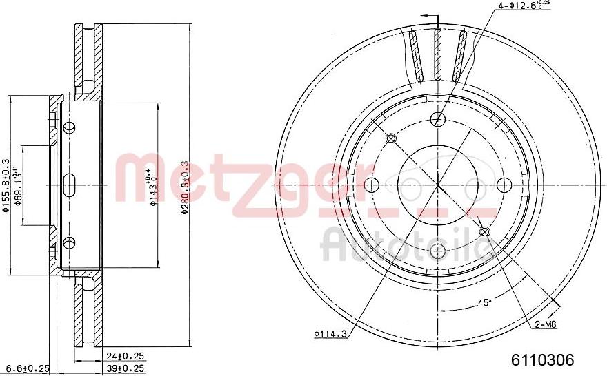 Metzger 6110306 - Discofreno autozon.pro