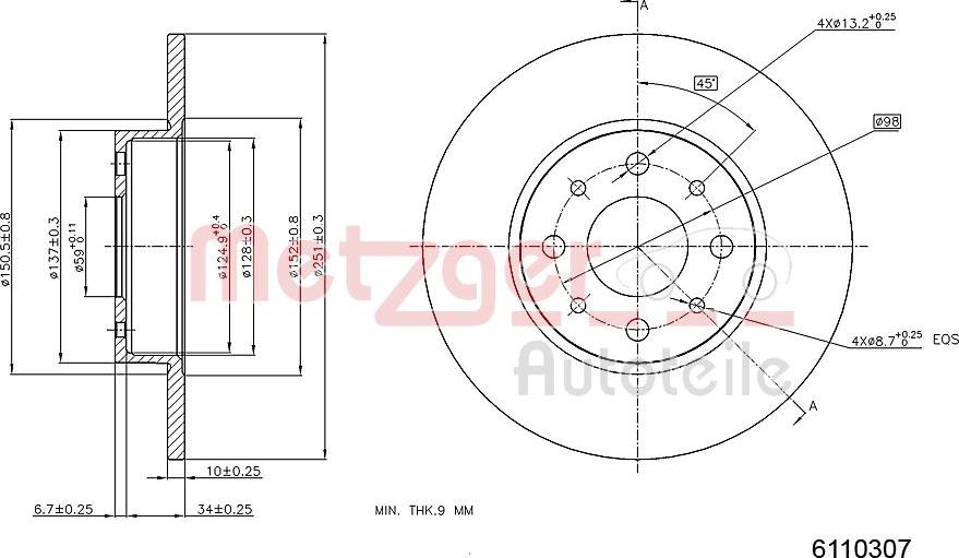 Metzger 6110307 - Discofreno autozon.pro