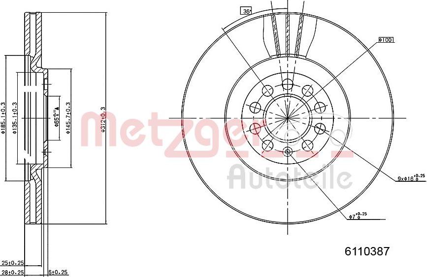 Metzger 6110387 - Discofreno autozon.pro