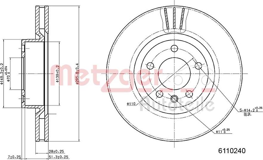 Metzger 6110240 - Discofreno autozon.pro