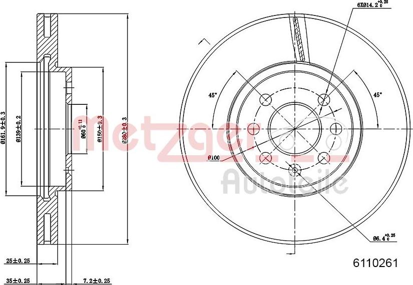 Metzger 6110261 - Discofreno autozon.pro