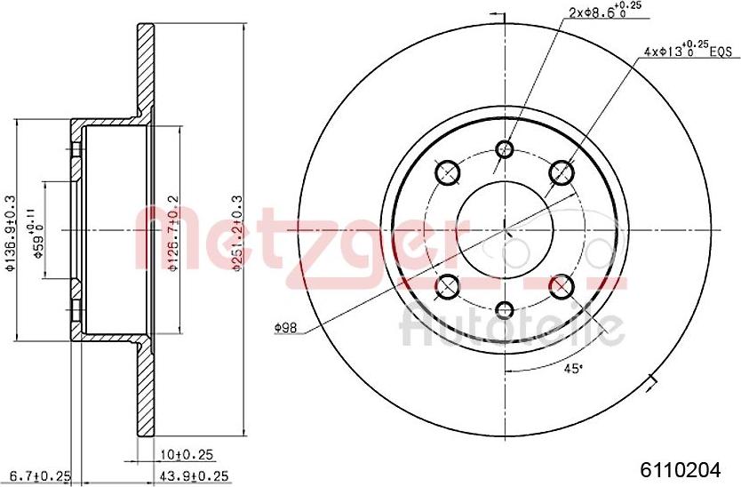 Metzger 6110204 - Discofreno autozon.pro