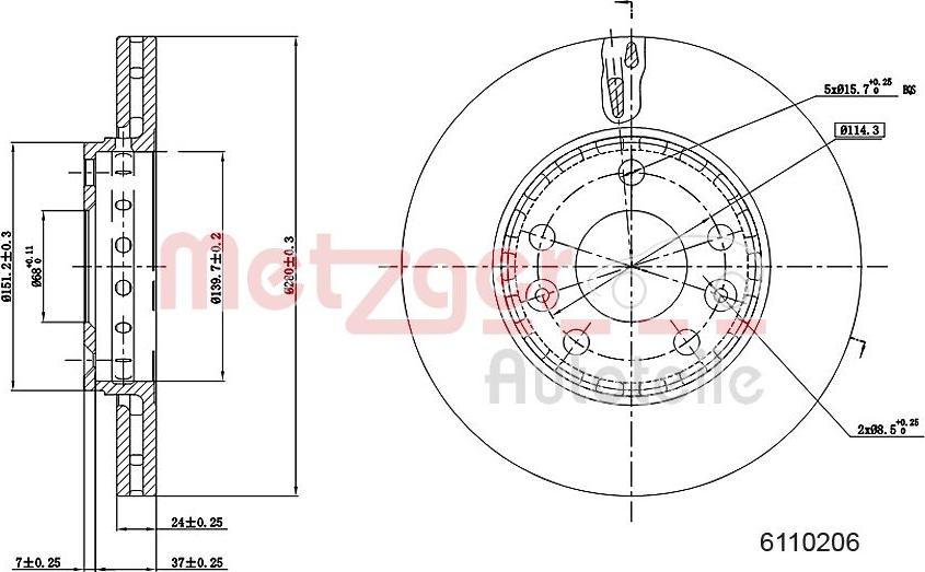 Metzger 6110206 - Discofreno autozon.pro