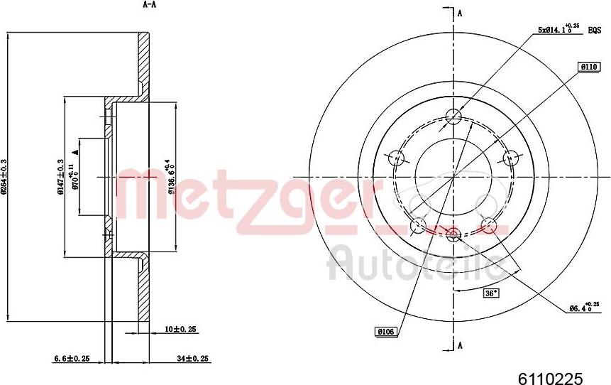 Metzger 6110225 - Discofreno autozon.pro