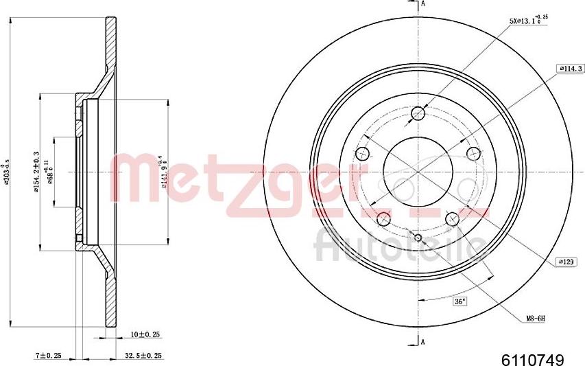 Metzger 6110749 - Discofreno autozon.pro