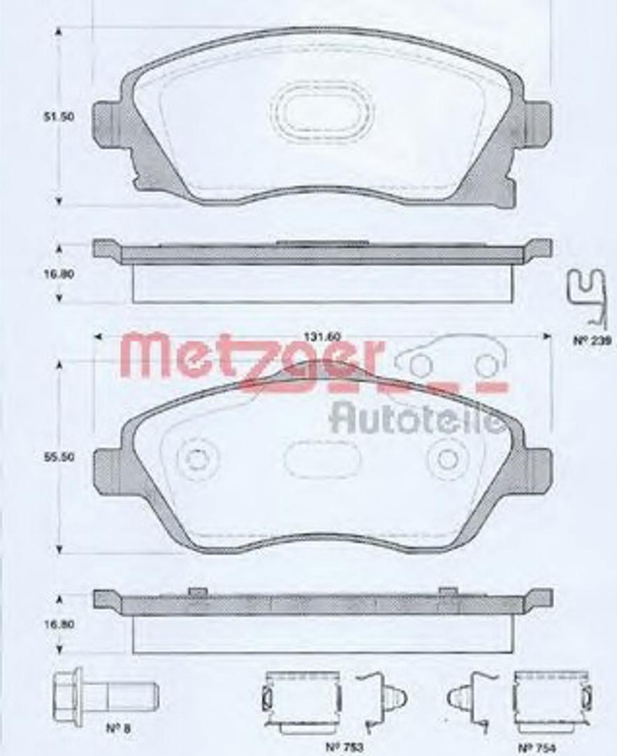 Metzger 077460 - Kit pastiglie freno, Freno a disco autozon.pro