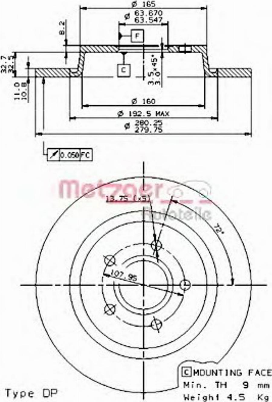 Metzger 14901V - Discofreno autozon.pro