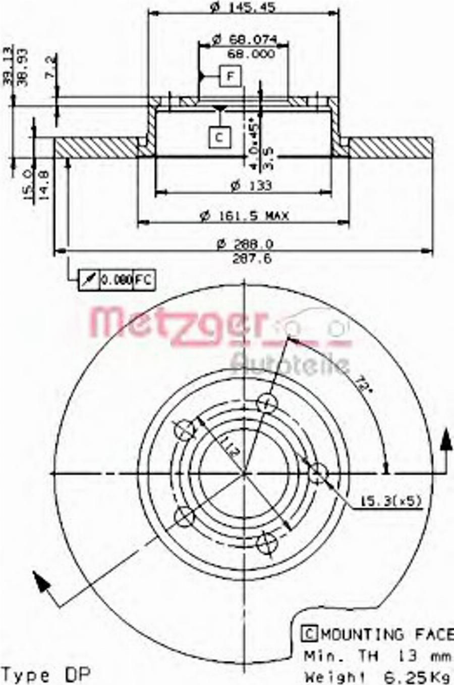 Metzger 14476E - Discofreno autozon.pro