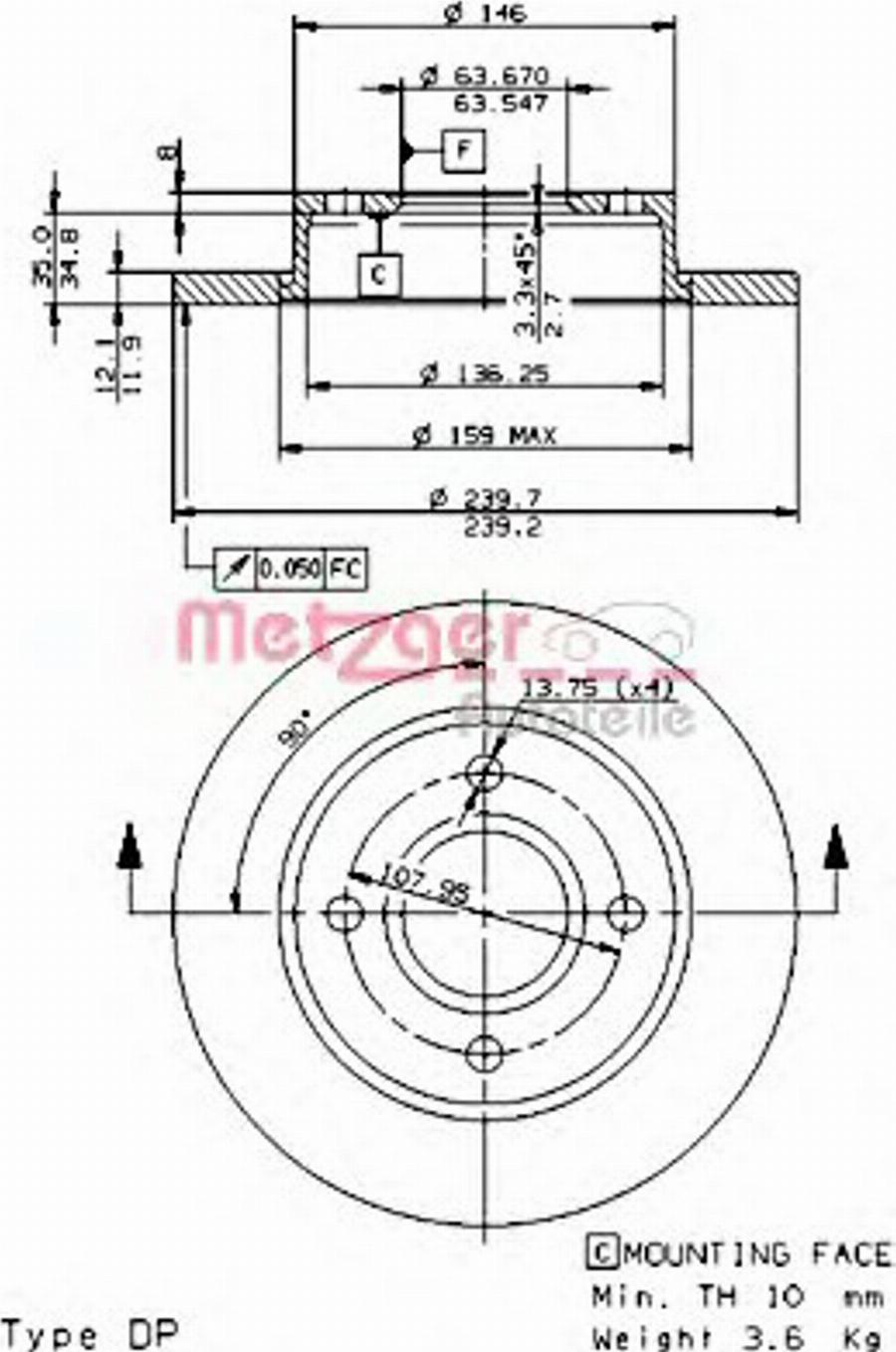 Metzger 14672E - Discofreno autozon.pro