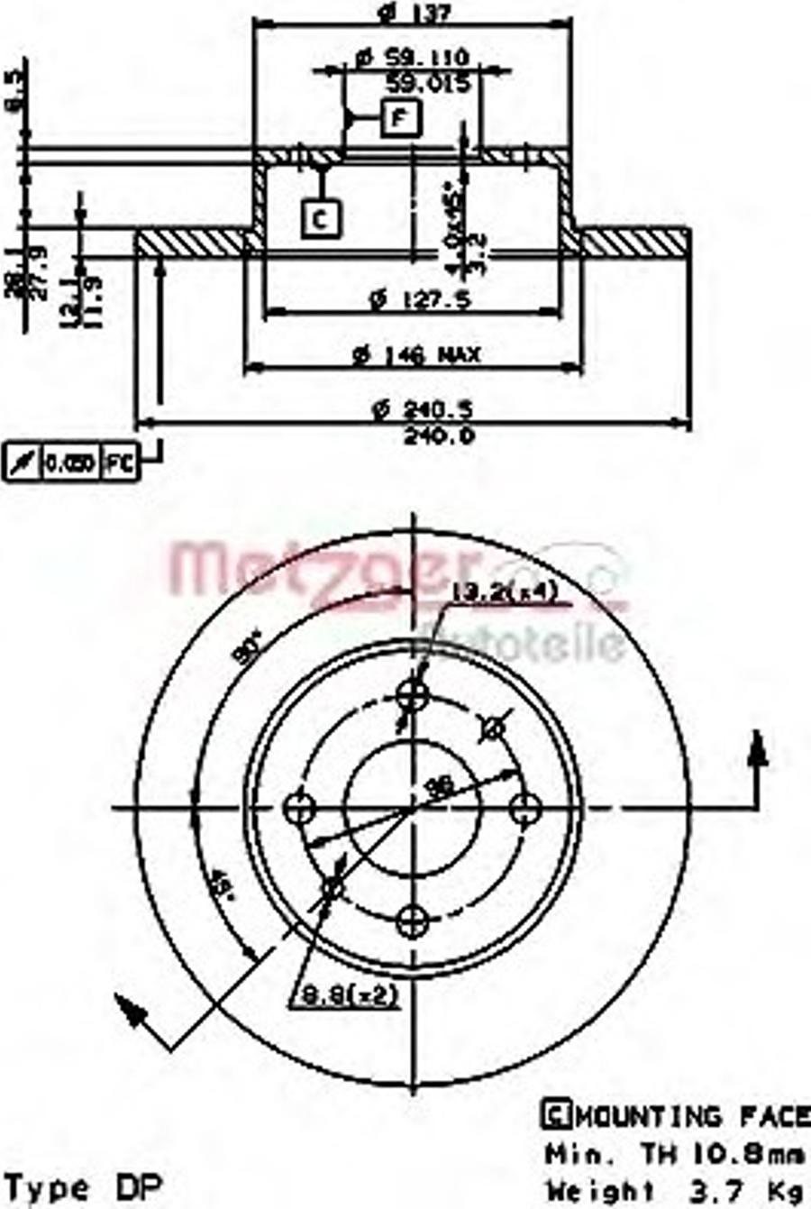 Metzger 14120E - Discofreno autozon.pro