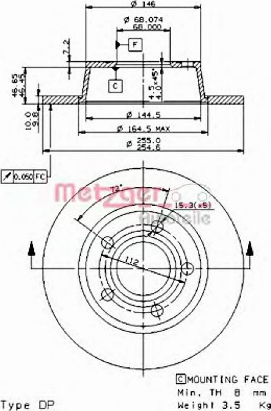 Metzger 14844V - Discofreno autozon.pro