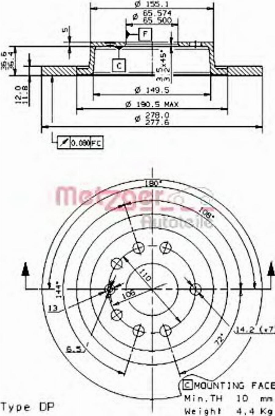 Metzger 14853 V - Discofreno autozon.pro