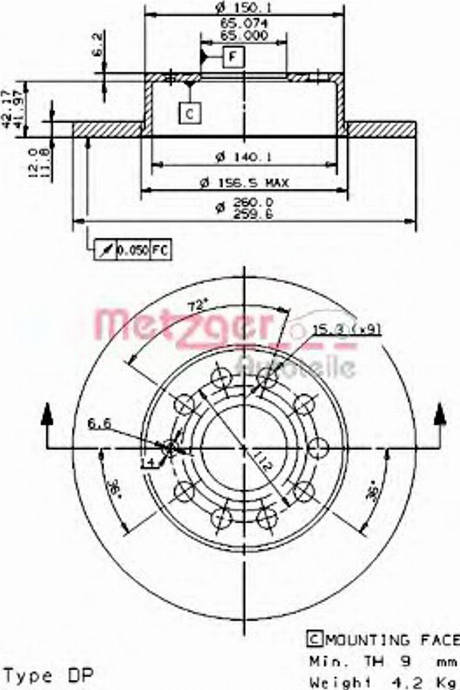 Metzger 14852 V - Discofreno autozon.pro