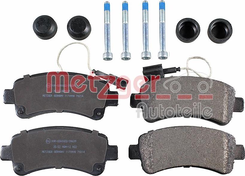 Metzger 1170998 - Kit pastiglie freno, Freno a disco autozon.pro