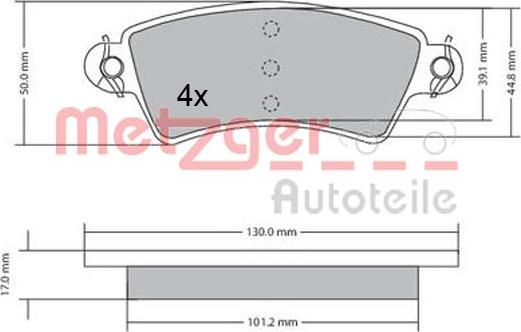 Metzger 1170499 - Kit pastiglie freno, Freno a disco autozon.pro