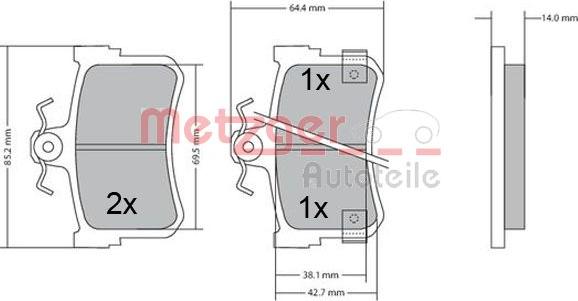 Metzger 1170447 - Kit pastiglie freno, Freno a disco autozon.pro