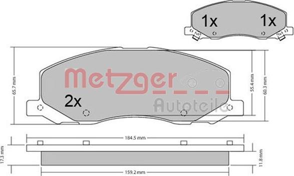 Metzger 1170468 - Kit pastiglie freno, Freno a disco autozon.pro