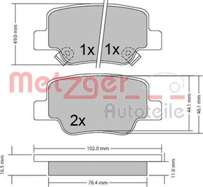 Metzger 1170410 - Kit pastiglie freno, Freno a disco autozon.pro