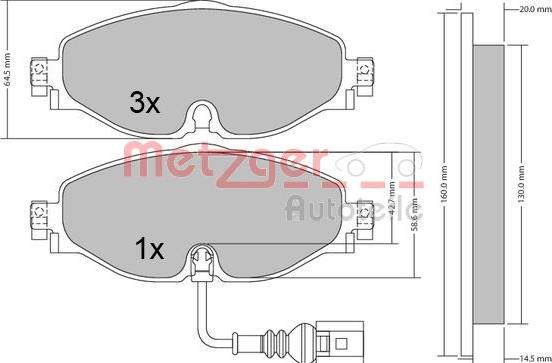 Metzger 1170411 - Kit pastiglie freno, Freno a disco autozon.pro