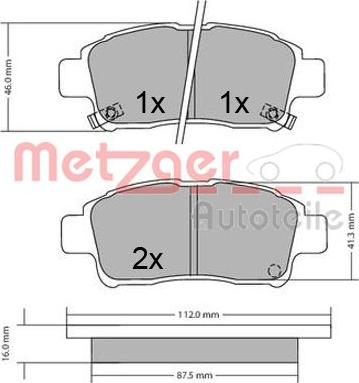 Metzger 1170436 - Kit pastiglie freno, Freno a disco autozon.pro