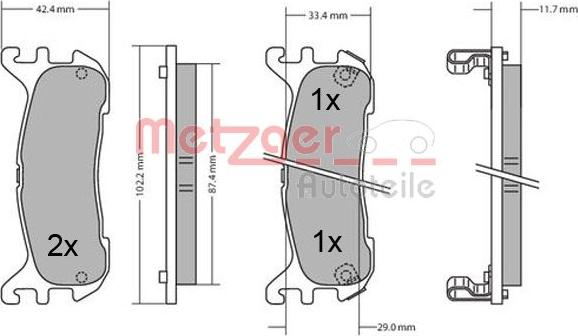 Metzger 1170431 - Kit pastiglie freno, Freno a disco autozon.pro