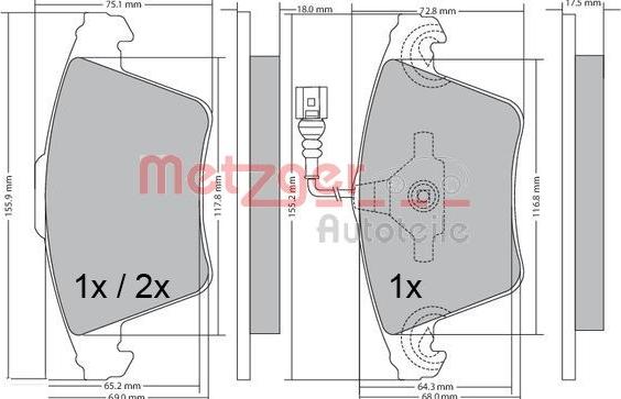 Metzger 1170422 - Kit pastiglie freno, Freno a disco autozon.pro