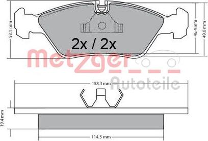 Metzger 1170597 - Kit pastiglie freno, Freno a disco autozon.pro