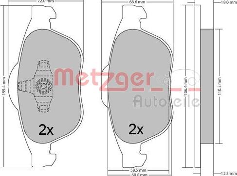 Metzger 1170556 - Kit pastiglie freno, Freno a disco autozon.pro