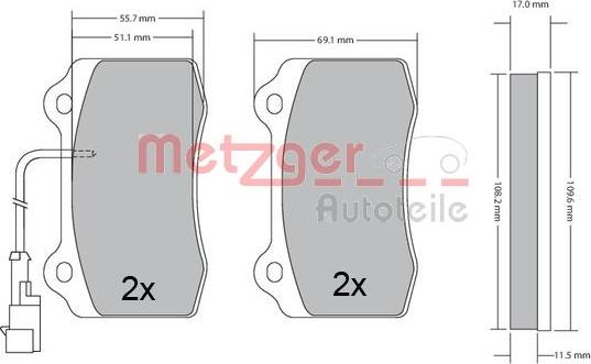 Metzger 1170551 - Kit pastiglie freno, Freno a disco autozon.pro