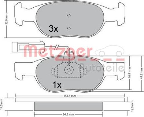 Metzger 1170517 - Kit pastiglie freno, Freno a disco autozon.pro