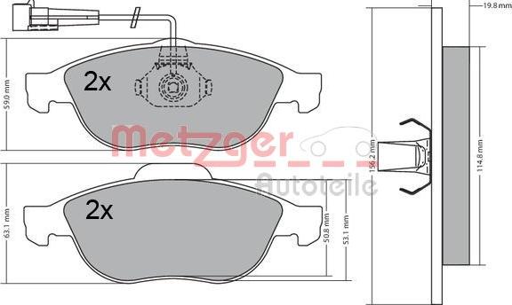 Metzger 1170582 - Kit pastiglie freno, Freno a disco autozon.pro