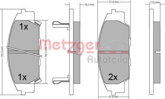 Metzger 1170649 - Kit pastiglie freno, Freno a disco autozon.pro