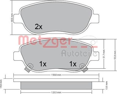 Metzger 1170658 - Kit pastiglie freno, Freno a disco autozon.pro