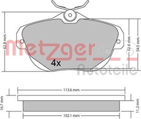 Metzger 1170653 - Kit pastiglie freno, Freno a disco autozon.pro