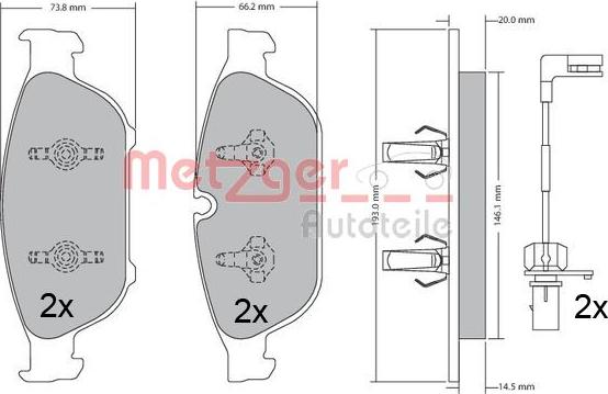 Metzger 1170657 - Kit pastiglie freno, Freno a disco autozon.pro