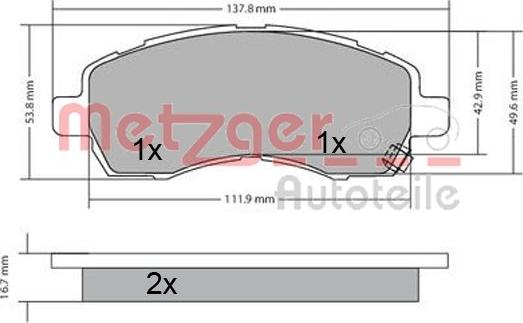 Metzger 1170607 - Kit pastiglie freno, Freno a disco autozon.pro