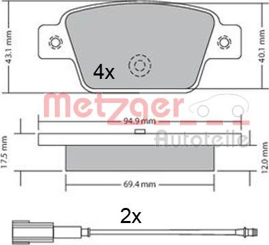 Metzger 1170682 - Kit pastiglie freno, Freno a disco autozon.pro