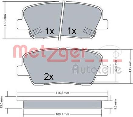 Metzger 1170687 - Kit pastiglie freno, Freno a disco autozon.pro