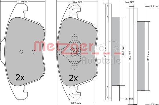 Metzger 1170638 - Kit pastiglie freno, Freno a disco autozon.pro