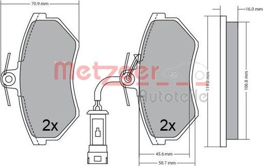 Metzger 1170623 - Kit pastiglie freno, Freno a disco autozon.pro