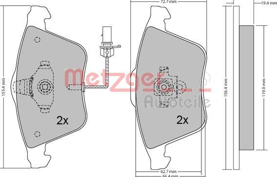 Metzger 1170099 - Kit pastiglie freno, Freno a disco autozon.pro