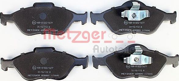 Metzger 1170045 - Kit pastiglie freno, Freno a disco autozon.pro