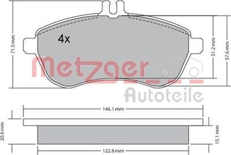 Metzger 1170046 - Kit pastiglie freno, Freno a disco autozon.pro