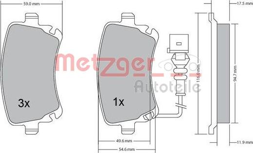 Metzger 1170051 - Kit pastiglie freno, Freno a disco autozon.pro