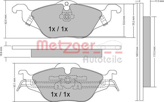 Metzger 1170063 - Kit pastiglie freno, Freno a disco autozon.pro