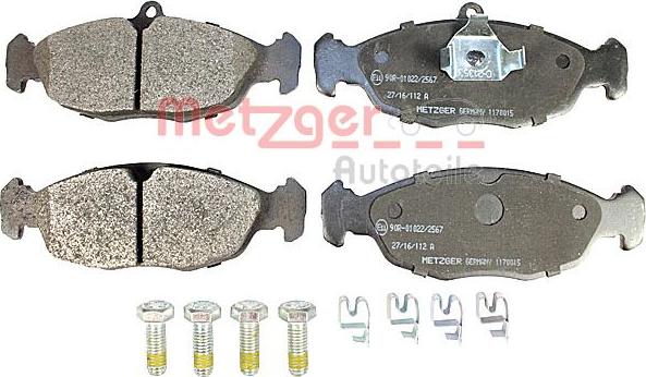 Metzger 1170015 - Kit pastiglie freno, Freno a disco autozon.pro