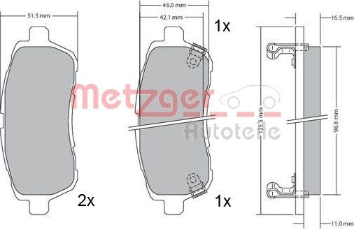 Metzger 1170017 - Kit pastiglie freno, Freno a disco autozon.pro