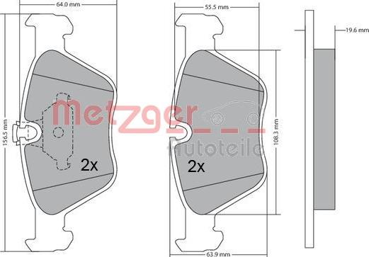 Metzger 1170086 - Kit pastiglie freno, Freno a disco autozon.pro