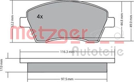 Metzger 1170029 - Kit pastiglie freno, Freno a disco autozon.pro